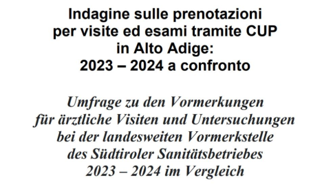 Indagine sulle prenotazioni per visite ed esami tramite CUP in Alto Adige: 2023 – 2024 a confronto